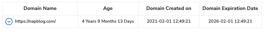 Napblog.como Domain age