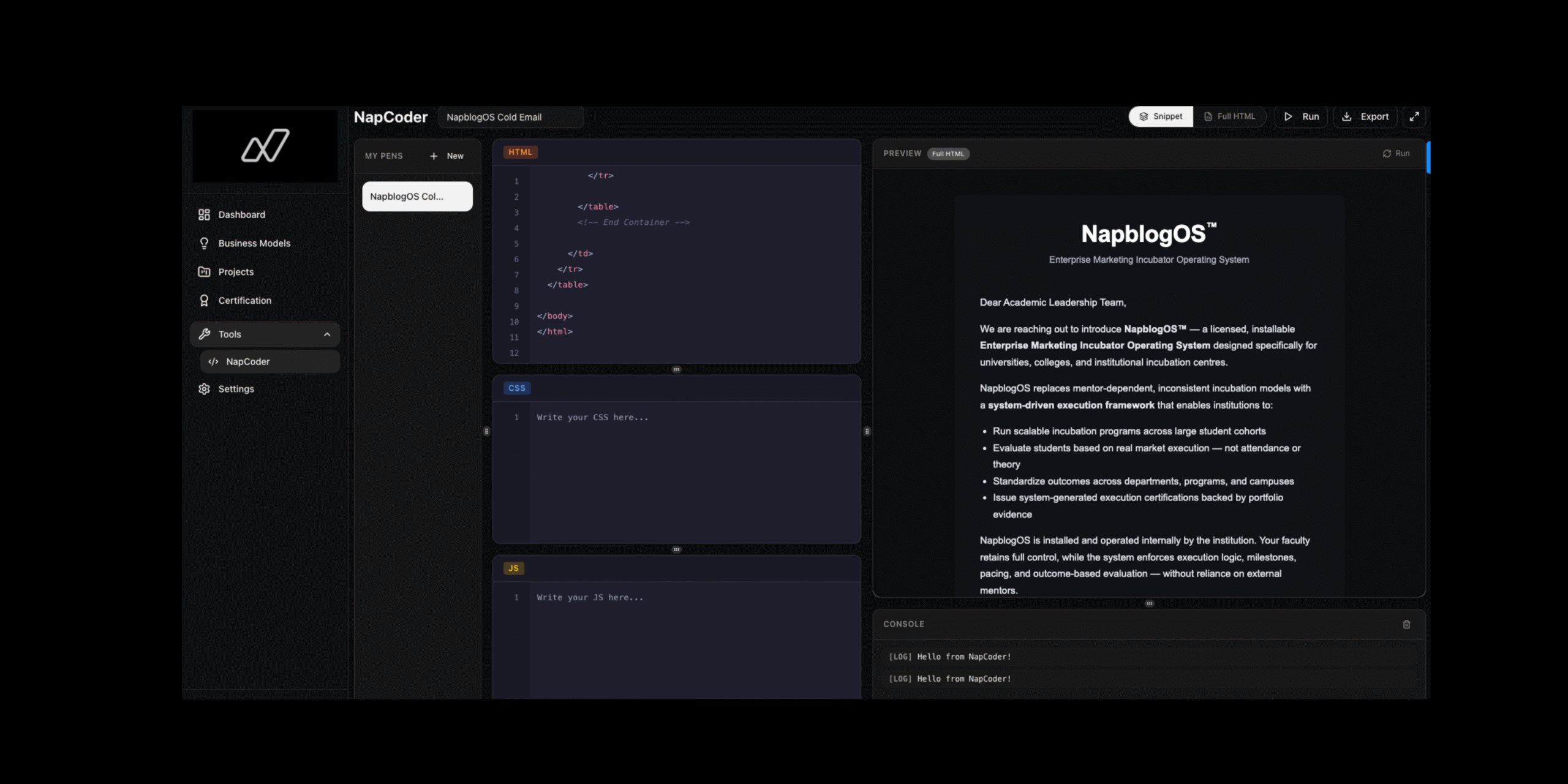 NapblogOS™ Feature Spotlight: NapCoder