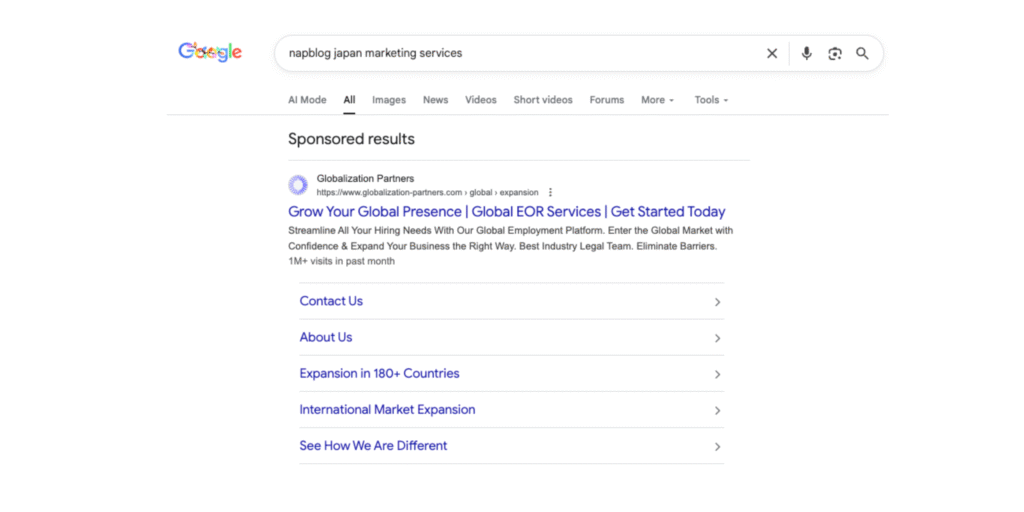 Global Partners running google ads against Napblog