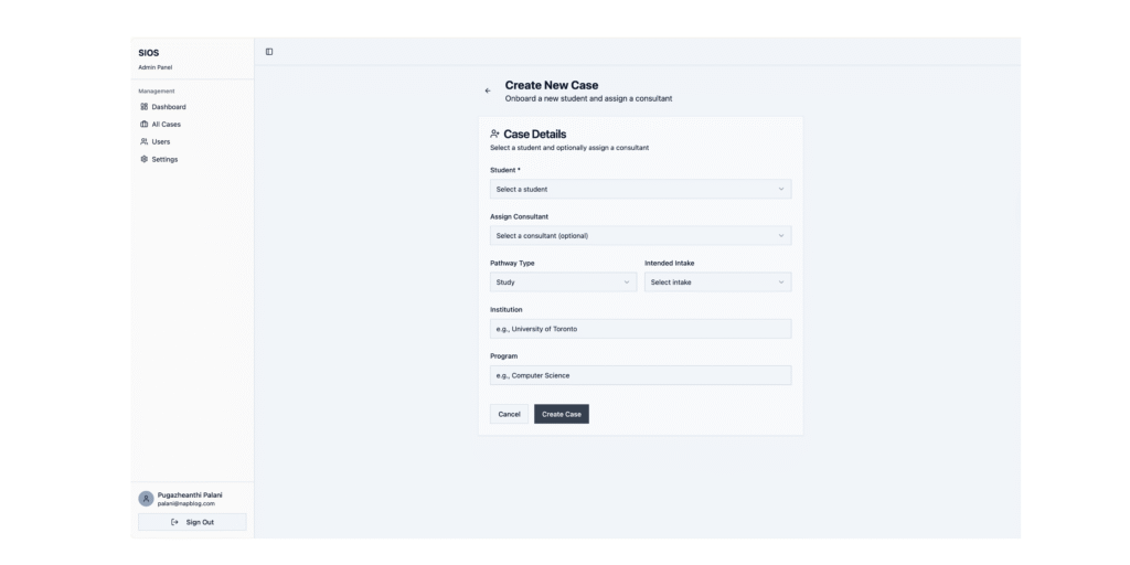 SIOS - Students Ireland OS Application UXUI