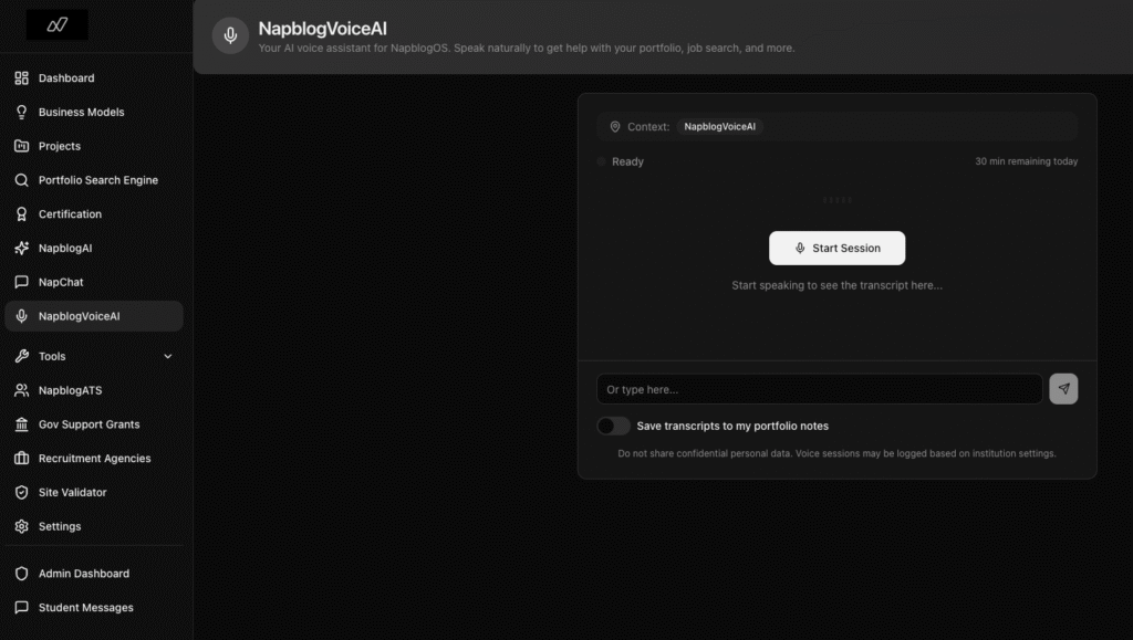 NapblogVoiceAI - Pugazheanth Palani Natural Conversation to build students freelance portfolio