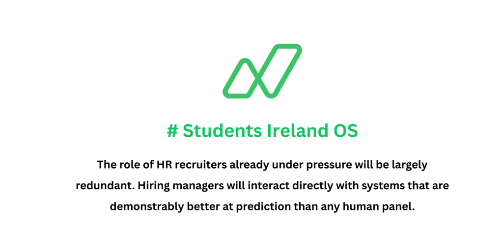 The role of HR recruiters—already under pressure—will be largely redundant. Hiring managers will interact directly with systems that are demonstrably better at prediction than any human panel.