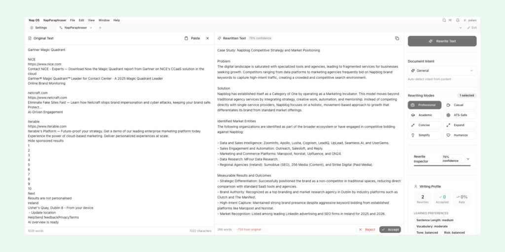 OS introduces NapParaphraser, an intelligence layer designed