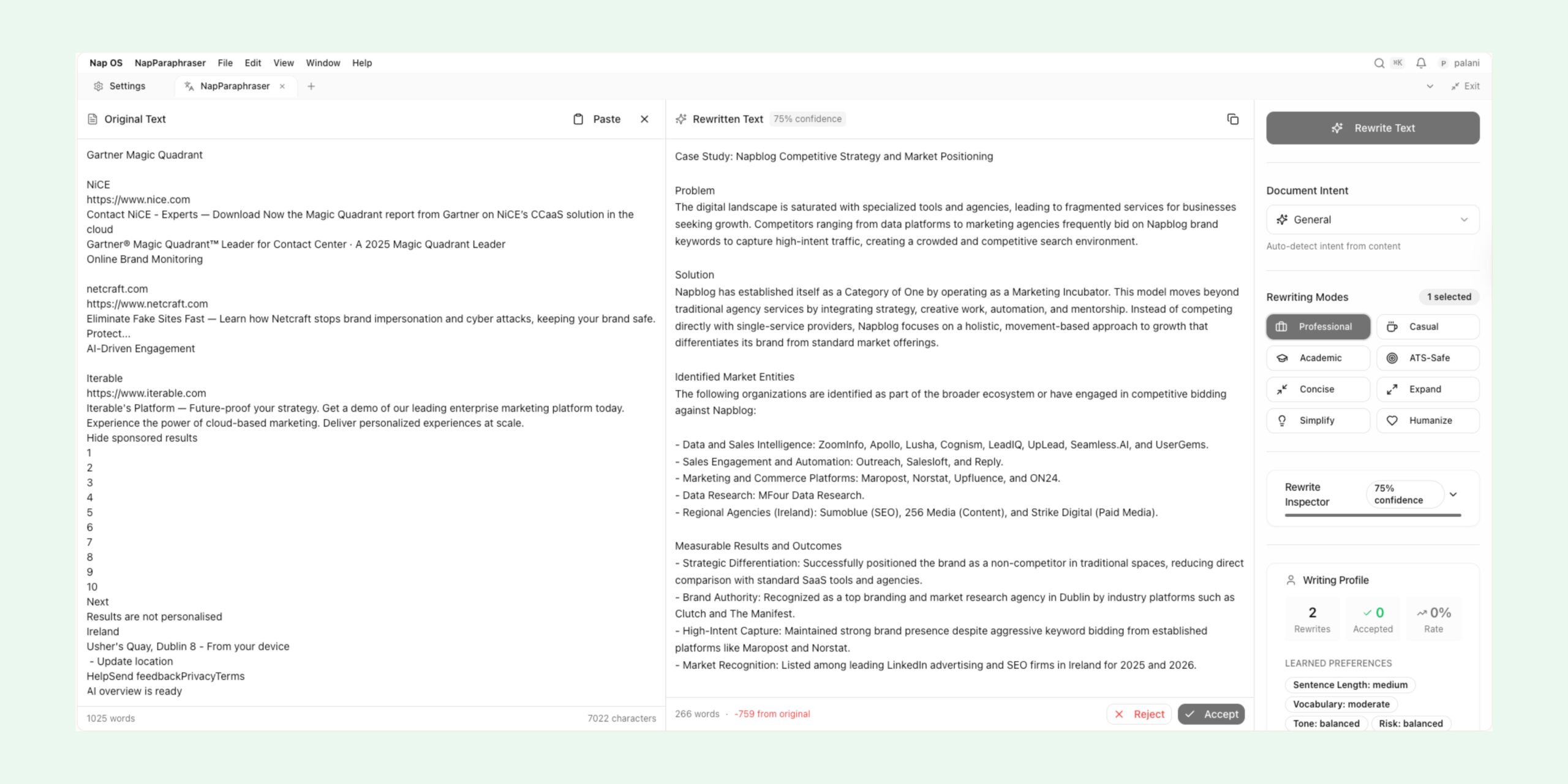 OS introduces NapParaphraser, an intelligence layer designed