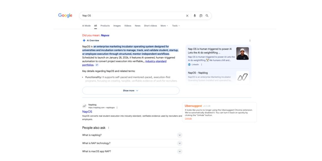 Nap OS and the Anatomy of a Clean Google SERP Domination