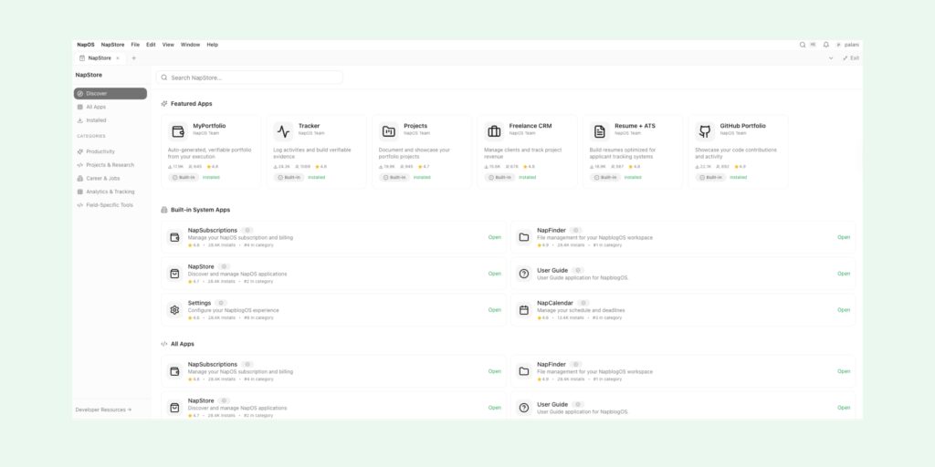 NapStore: The Application Ecosystem