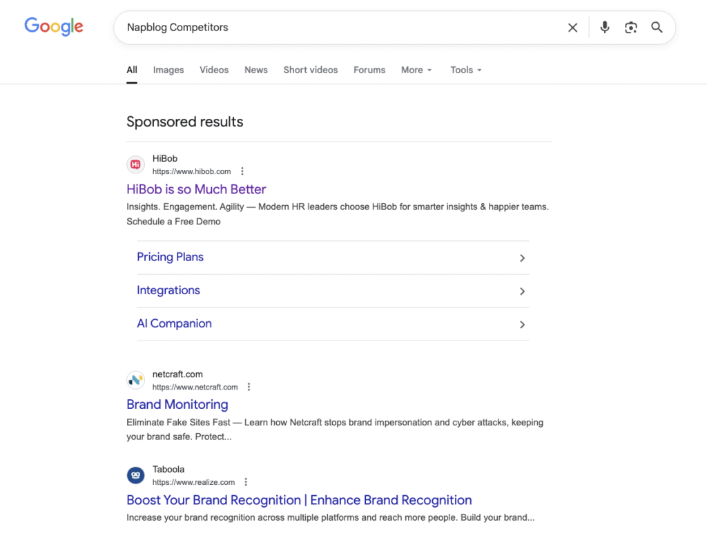 Napblog Limited Google Ads Competitor