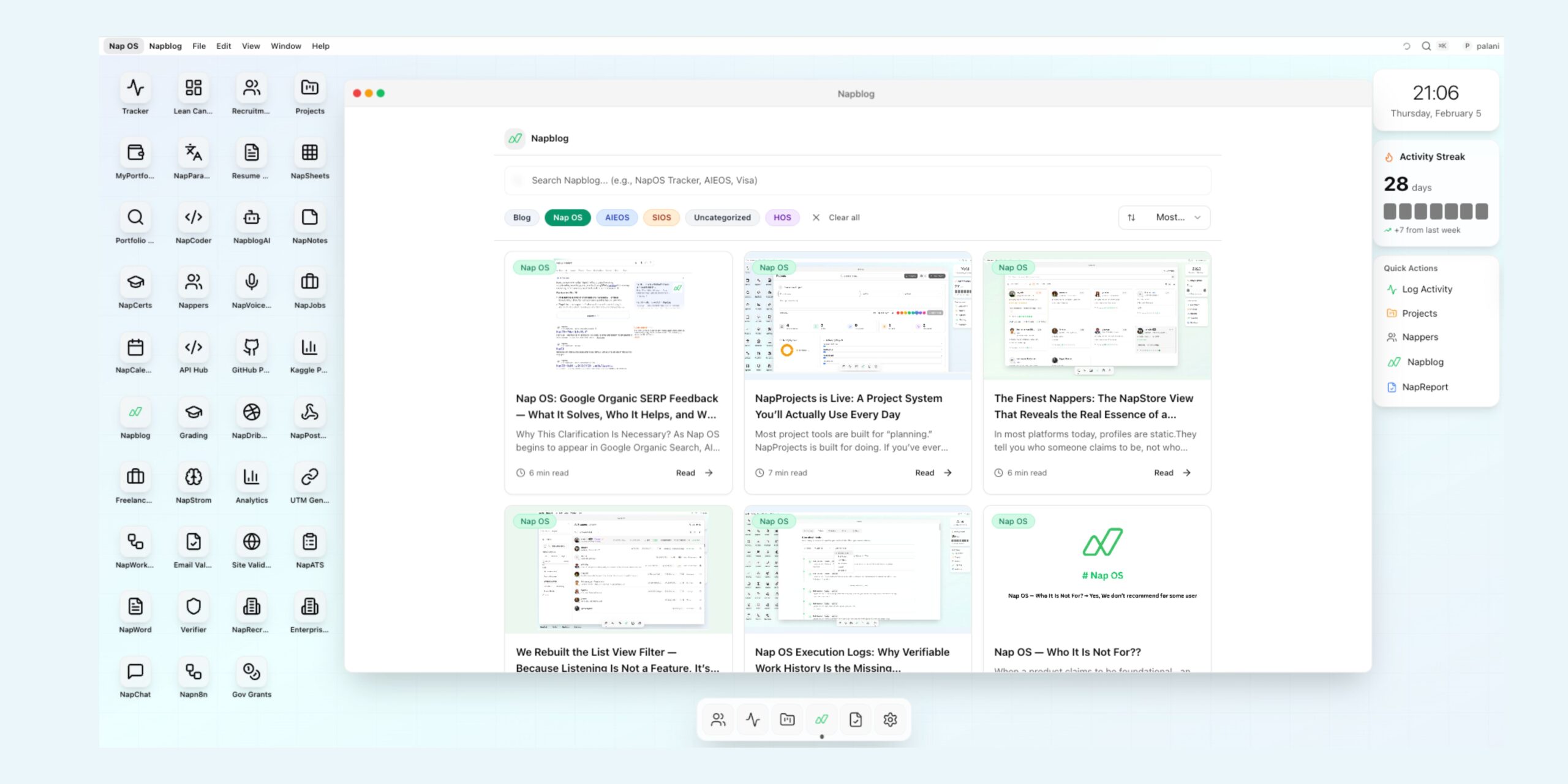 Napblog Immersive reading experience native blogs