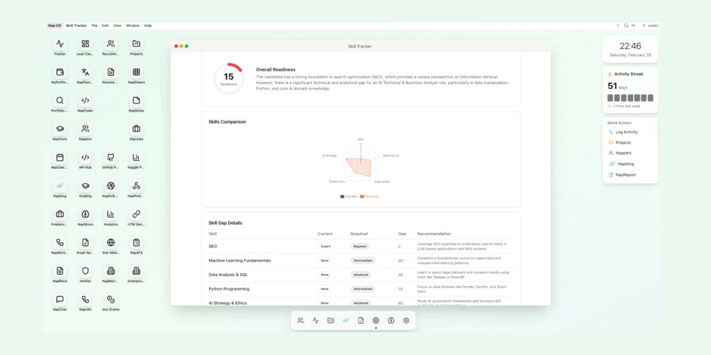 Nap OS Custom Skill Tracker App NappStore