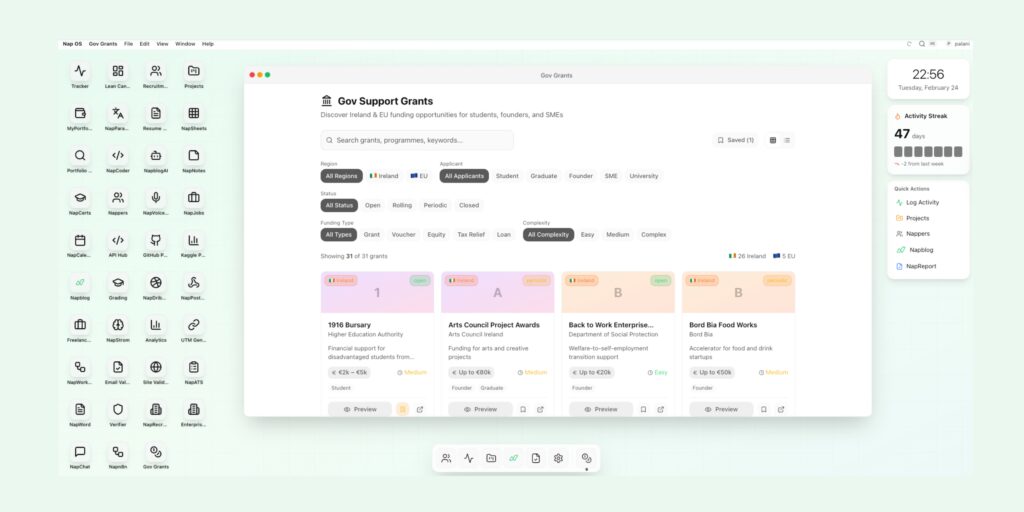 AI-Embedded Gov Grants Matching Inside Nap OS