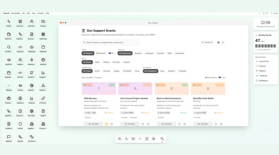 AI-Embedded Gov Grants Matching Inside Nap OS