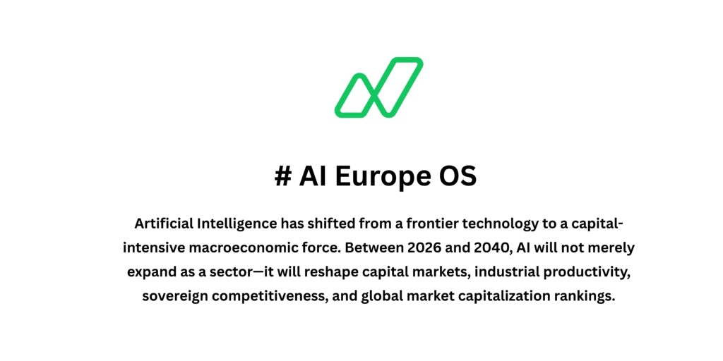 Artificial Intelligence has shifted from a frontier technology to a capital-intensive macroeconomic force. Between 2026 and 2040, AI will not merely expand as a sector—it will reshape capital markets, industrial productivity, sovereign competitiveness, and global market capitalization rankings.