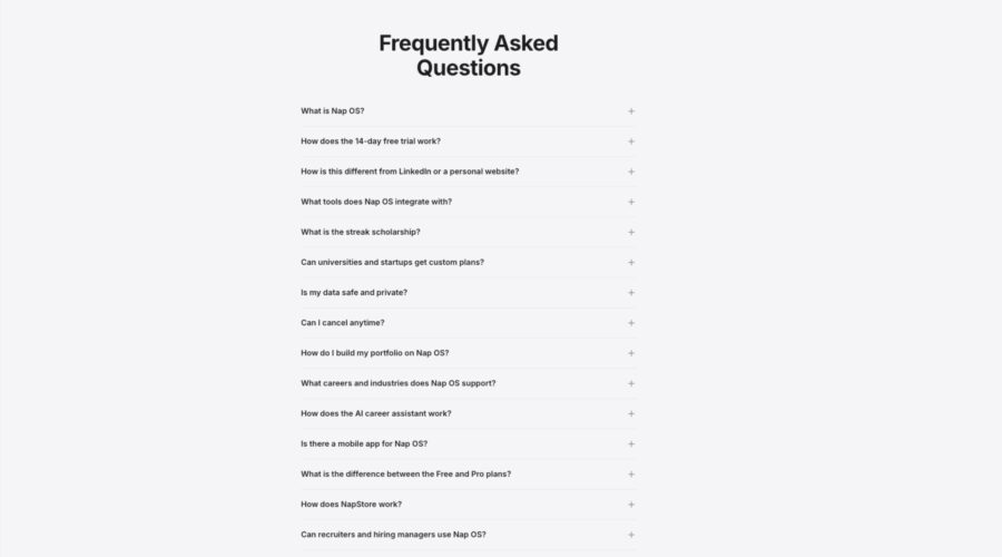 Nap OS - Frequently Asked Questions by Job Seekers