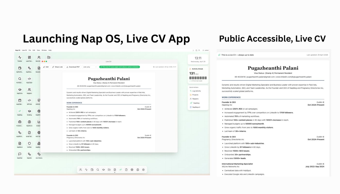 Napblog Limited Announces New NapStore App Launch Soon: “Live CV” to Solve Resume Management Failure
