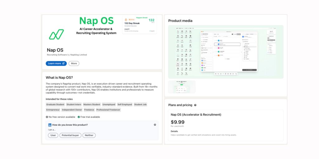 Launching LinkedIn Nap OS Product Page