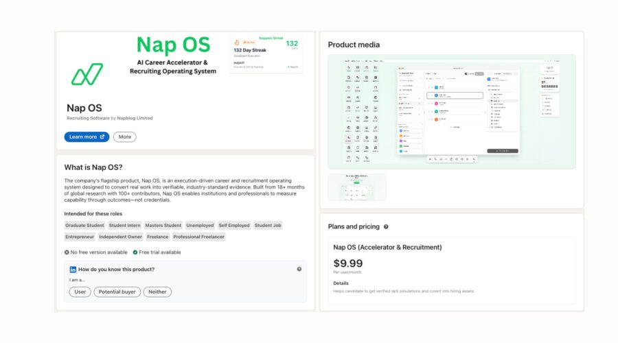 Launching LinkedIn Nap OS Product Page