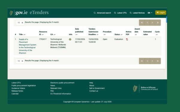 Nap OS Market Demand: Ireland's €200,000 University Placement Management Tender Signals a Growing Opportunity for Career Technology