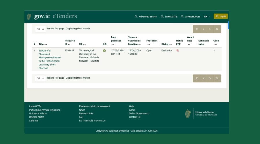 Nap OS Market Demand: Ireland's €200,000 University Placement Management Tender Signals a Growing Opportunity for Career Technology