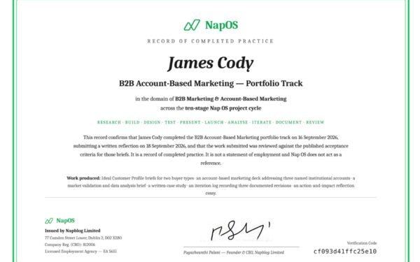 What James Cody's account-based marketing track actually produced — and why Nap OS is publishing the gaps as well as the wins