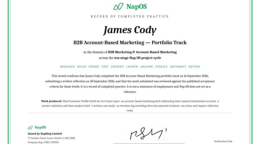 What James Cody's account-based marketing track actually produced — and why Nap OS is publishing the gaps as well as the wins