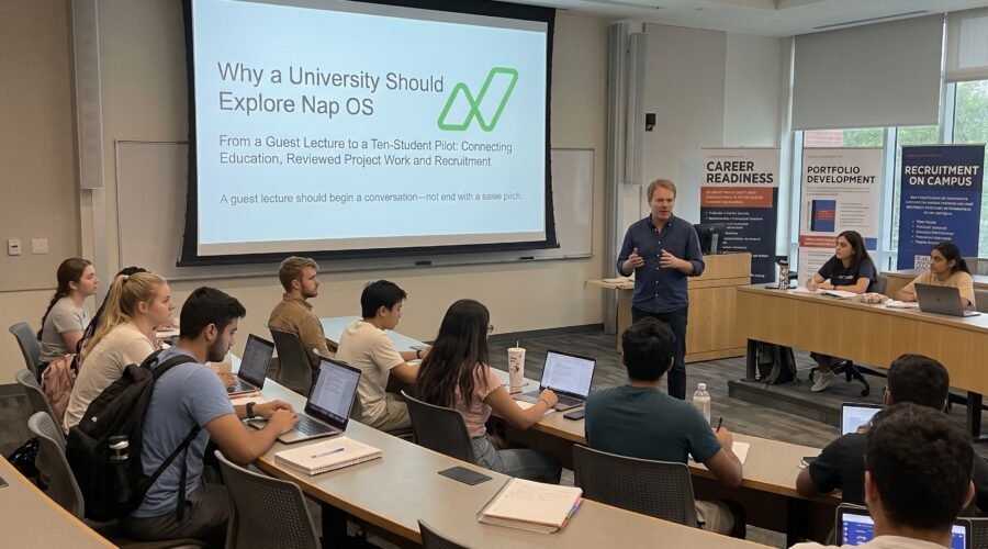 Why a University Should Explore Nap OSFrom a Guest Lecture to a Ten-Student Pilot: Connecting Education, Reviewed Project Work and Recruitment?