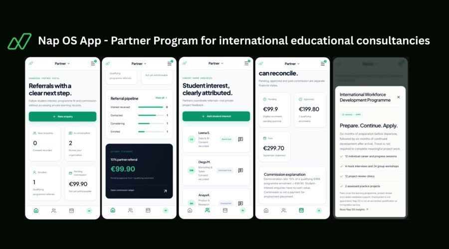 Nap OS App: An Invitation to International Education Consultancies. The 1 year project-based learning, professional guidance and career preparation.