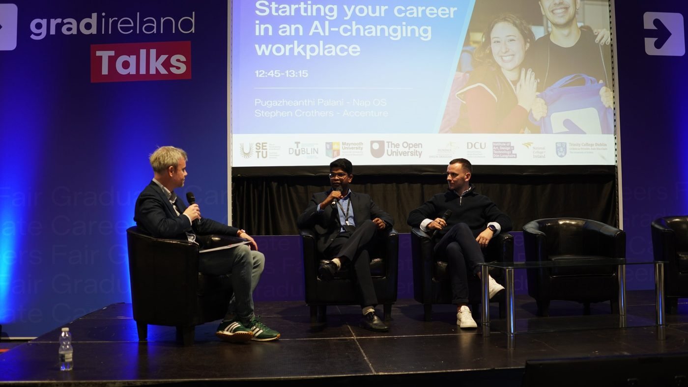 Pugazheanthi Palani on the gradireland Talks stage at the RDS, Dublin